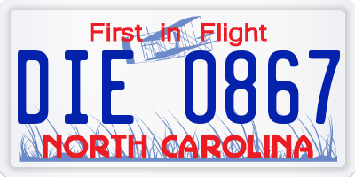 NC license plate DIE0867