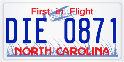 NC license plate DIE0871