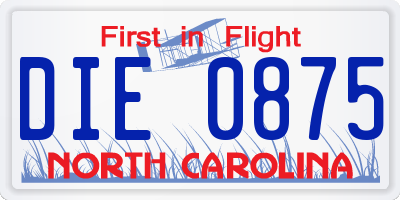 NC license plate DIE0875