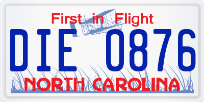 NC license plate DIE0876