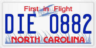 NC license plate DIE0882