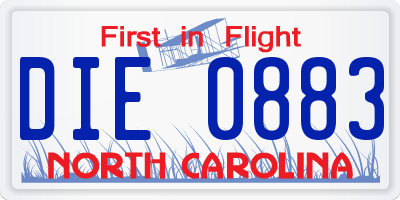NC license plate DIE0883