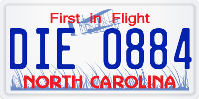 NC license plate DIE0884