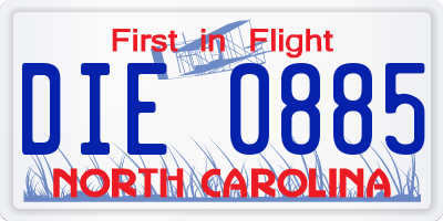 NC license plate DIE0885