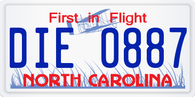 NC license plate DIE0887