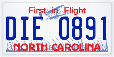 NC license plate DIE0891