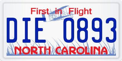 NC license plate DIE0893