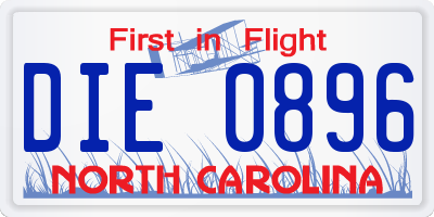 NC license plate DIE0896