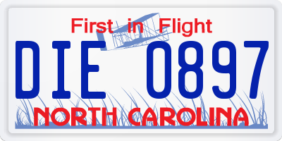 NC license plate DIE0897