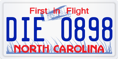 NC license plate DIE0898
