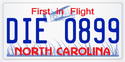 NC license plate DIE0899