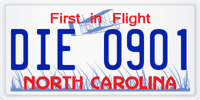 NC license plate DIE0901