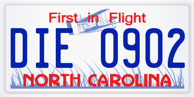 NC license plate DIE0902