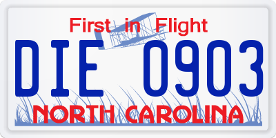 NC license plate DIE0903