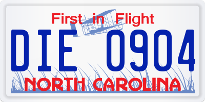 NC license plate DIE0904
