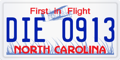 NC license plate DIE0913
