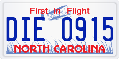 NC license plate DIE0915