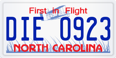NC license plate DIE0923