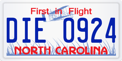 NC license plate DIE0924