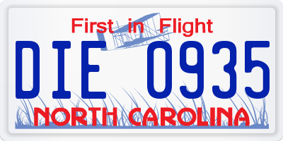 NC license plate DIE0935