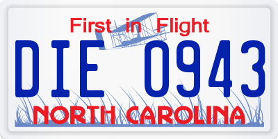 NC license plate DIE0943