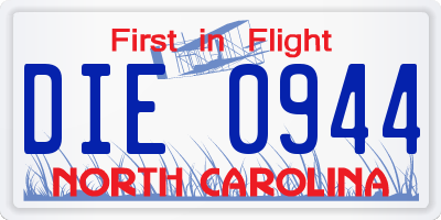 NC license plate DIE0944