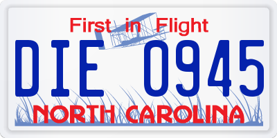 NC license plate DIE0945