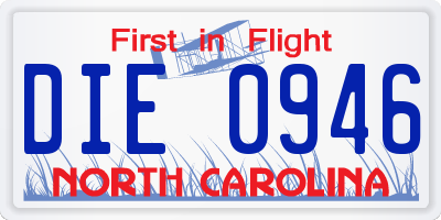 NC license plate DIE0946