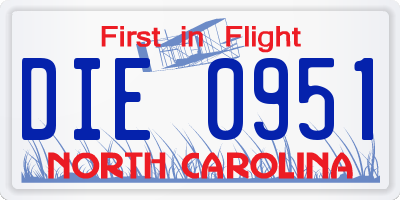 NC license plate DIE0951