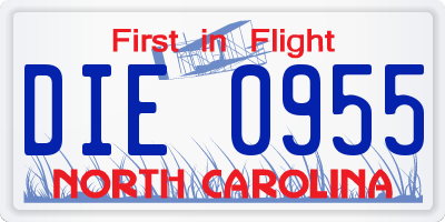 NC license plate DIE0955