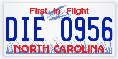 NC license plate DIE0956