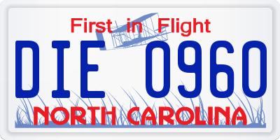 NC license plate DIE0960