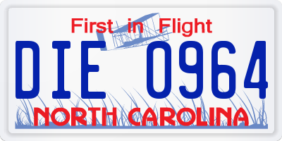 NC license plate DIE0964
