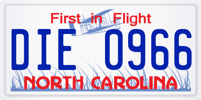 NC license plate DIE0966