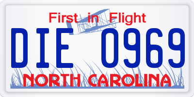 NC license plate DIE0969