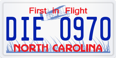 NC license plate DIE0970