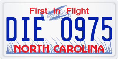 NC license plate DIE0975