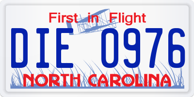 NC license plate DIE0976