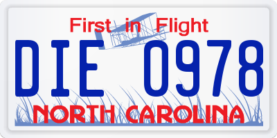 NC license plate DIE0978