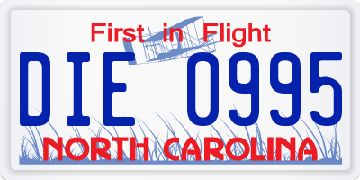 NC license plate DIE0995