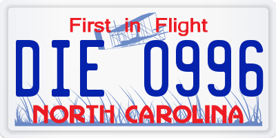 NC license plate DIE0996
