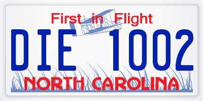 NC license plate DIE1002