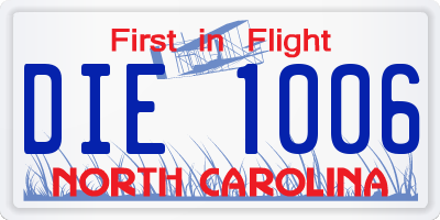 NC license plate DIE1006