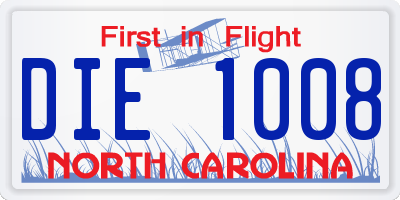 NC license plate DIE1008