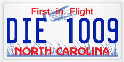 NC license plate DIE1009