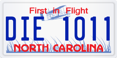 NC license plate DIE1011