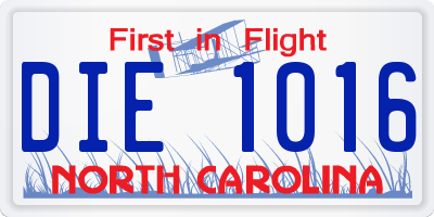 NC license plate DIE1016