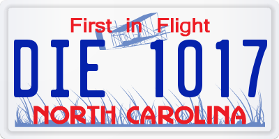 NC license plate DIE1017
