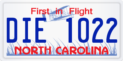 NC license plate DIE1022