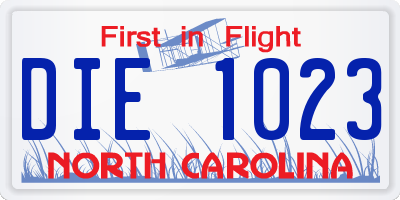 NC license plate DIE1023